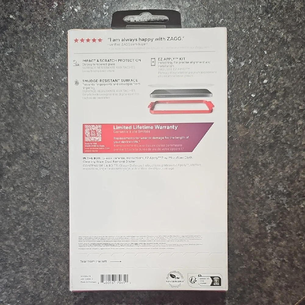 ZAGG InvisibleShield Glass+ Defense Screen Protector for iPhone - Gray